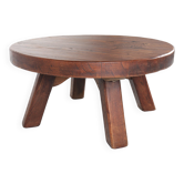 Table basse ronde brutaliste en chêne massif