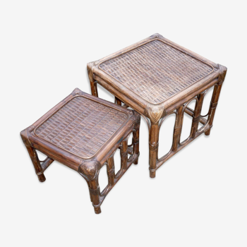 Tables gigognes en bambou et rotin