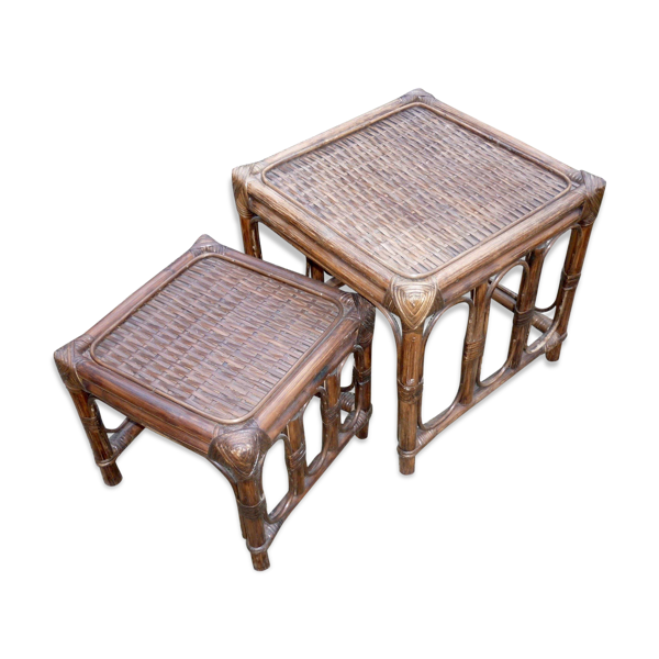 Tables gigognes en bambou et rotin