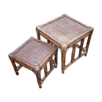 Bamboo and rattan trundle tables