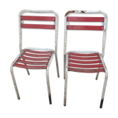 Chair bistro red tolix steel pair