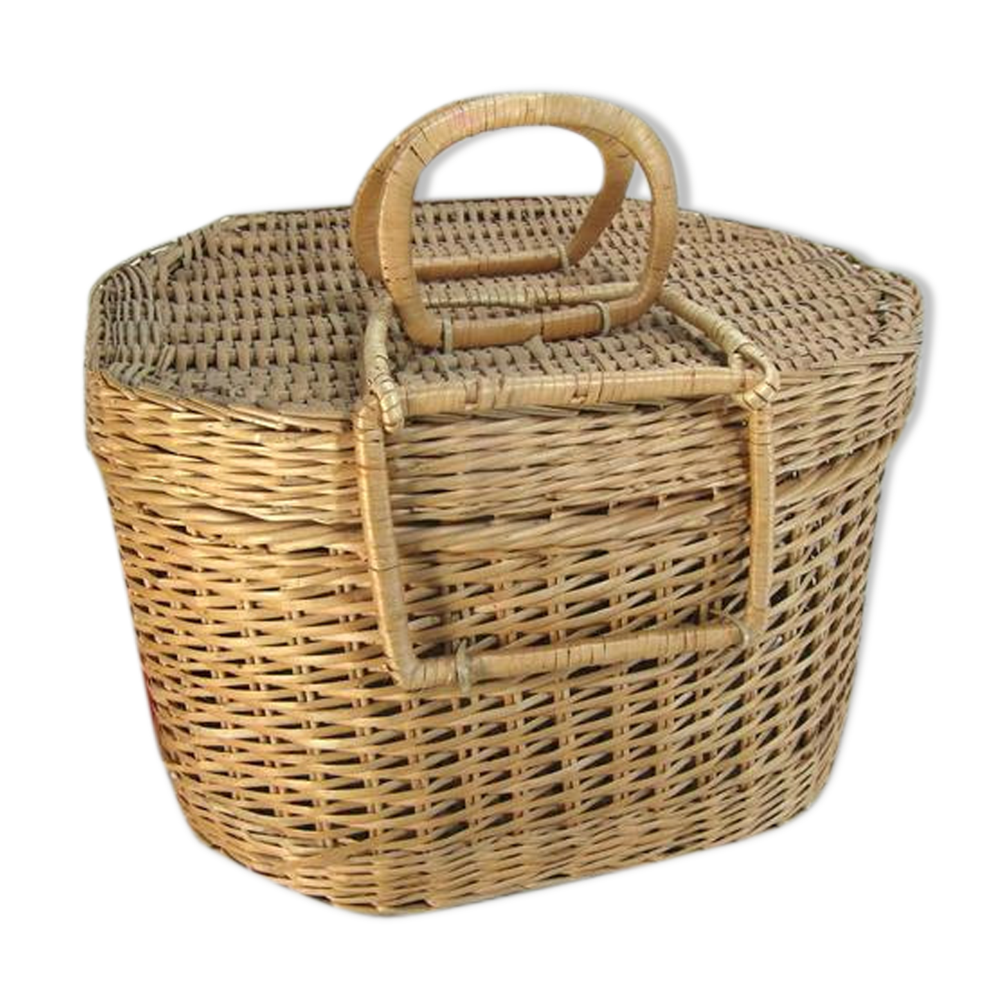 Woven wicker basket rustic vintage