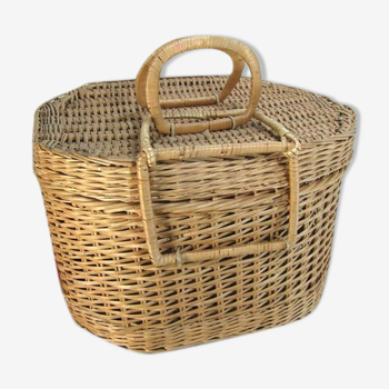 Woven wicker basket rustic vintage