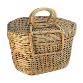 Woven wicker basket rustic vintage