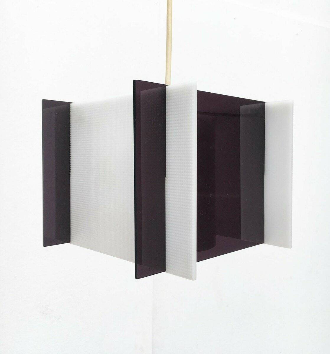 Mid-century space style acrylic cube pendant lamp, 1960s