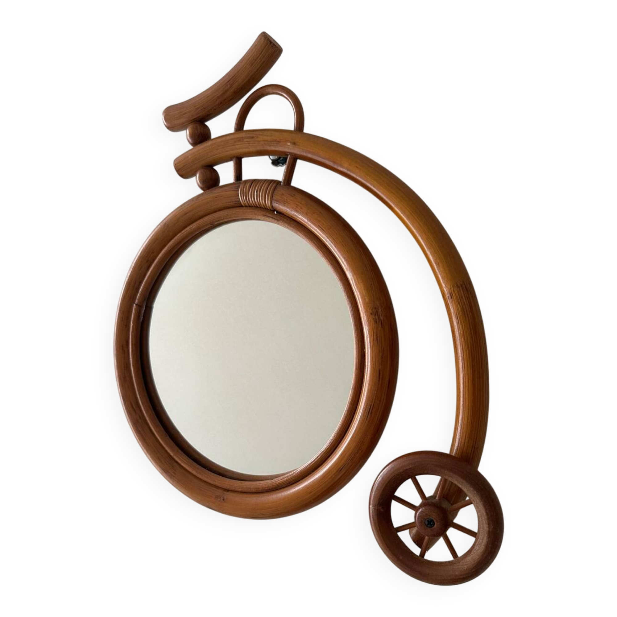 Bamboo and rattan bicycle mirror, France, 1960s