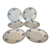 6 anciennes assiettes faïence fleurs bleues st Amand ceranord