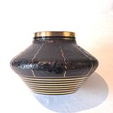 Art Deco Black Hyalite Boom Glass Vase from De Rupel Glassworks