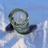Vase moderniste verre moulé translucide et vert Flavio Poli seguso