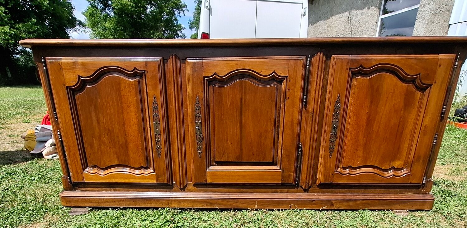 Louis XV 3-door walnut sideboard on plinths