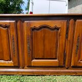 Louis XV 3-door walnut sideboard on plinths