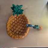small pineapple butter dish and its vintage VALLAURIS knife