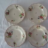 4 plates sarreguemines, hollow faience flowers strasbourg