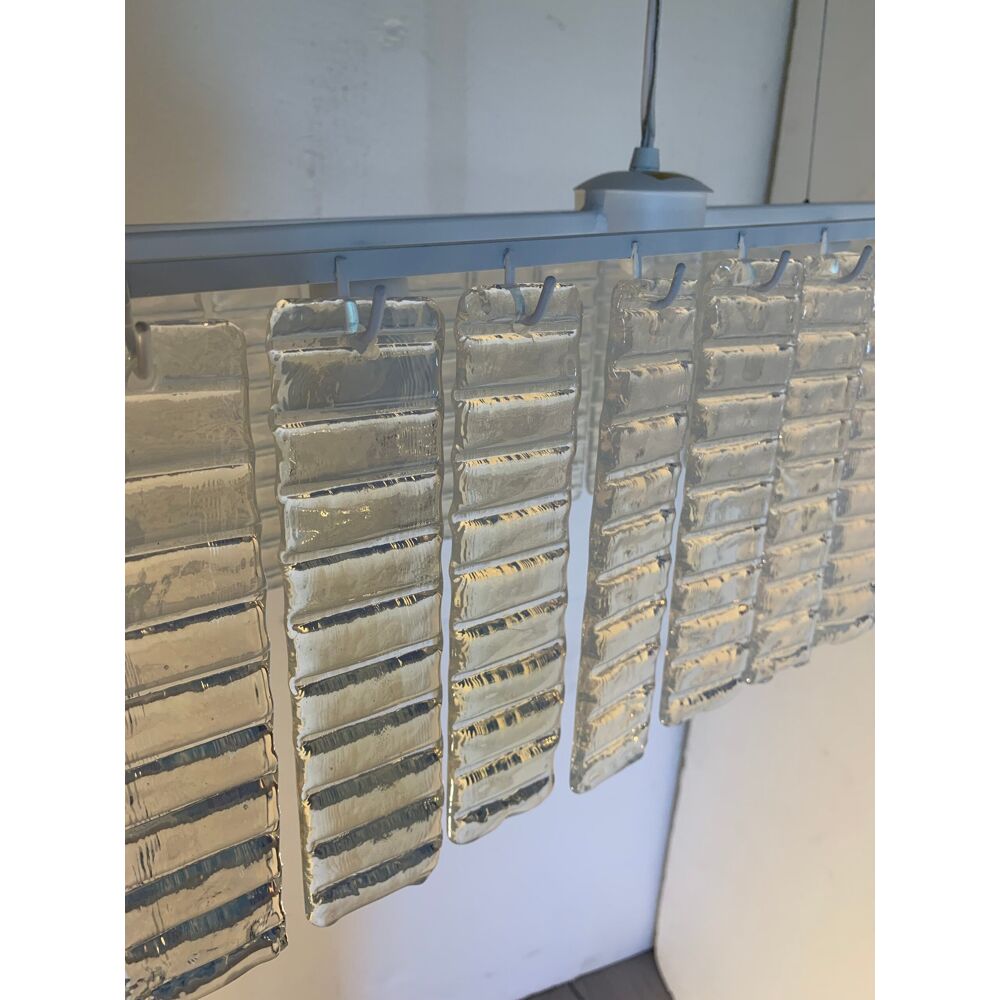 Opalino striped “listelli” murano glass rectangular chandelier