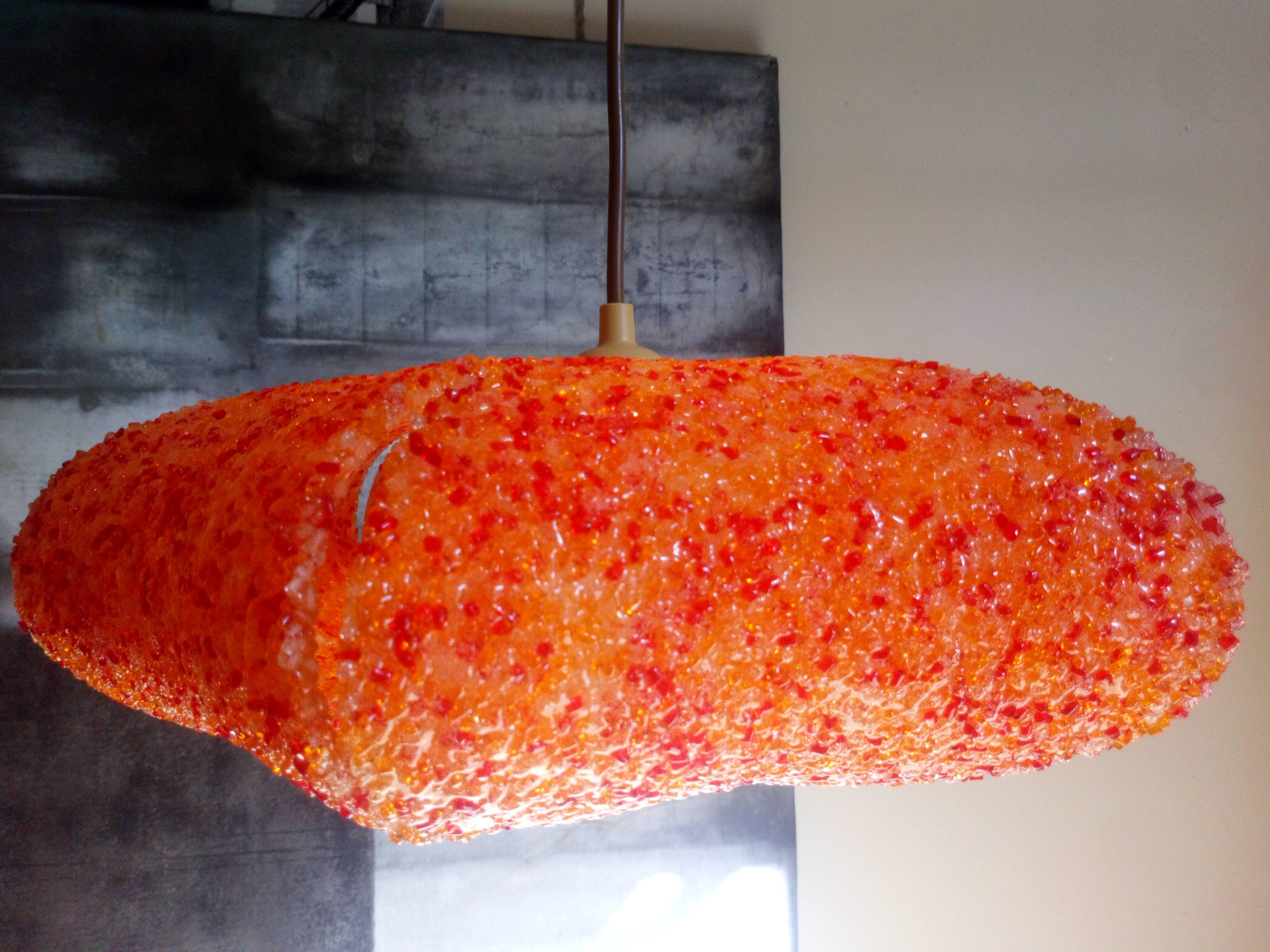 Vintage orange perspex hanging lamp
