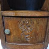 Ancienne table de nuit en bois et marbre