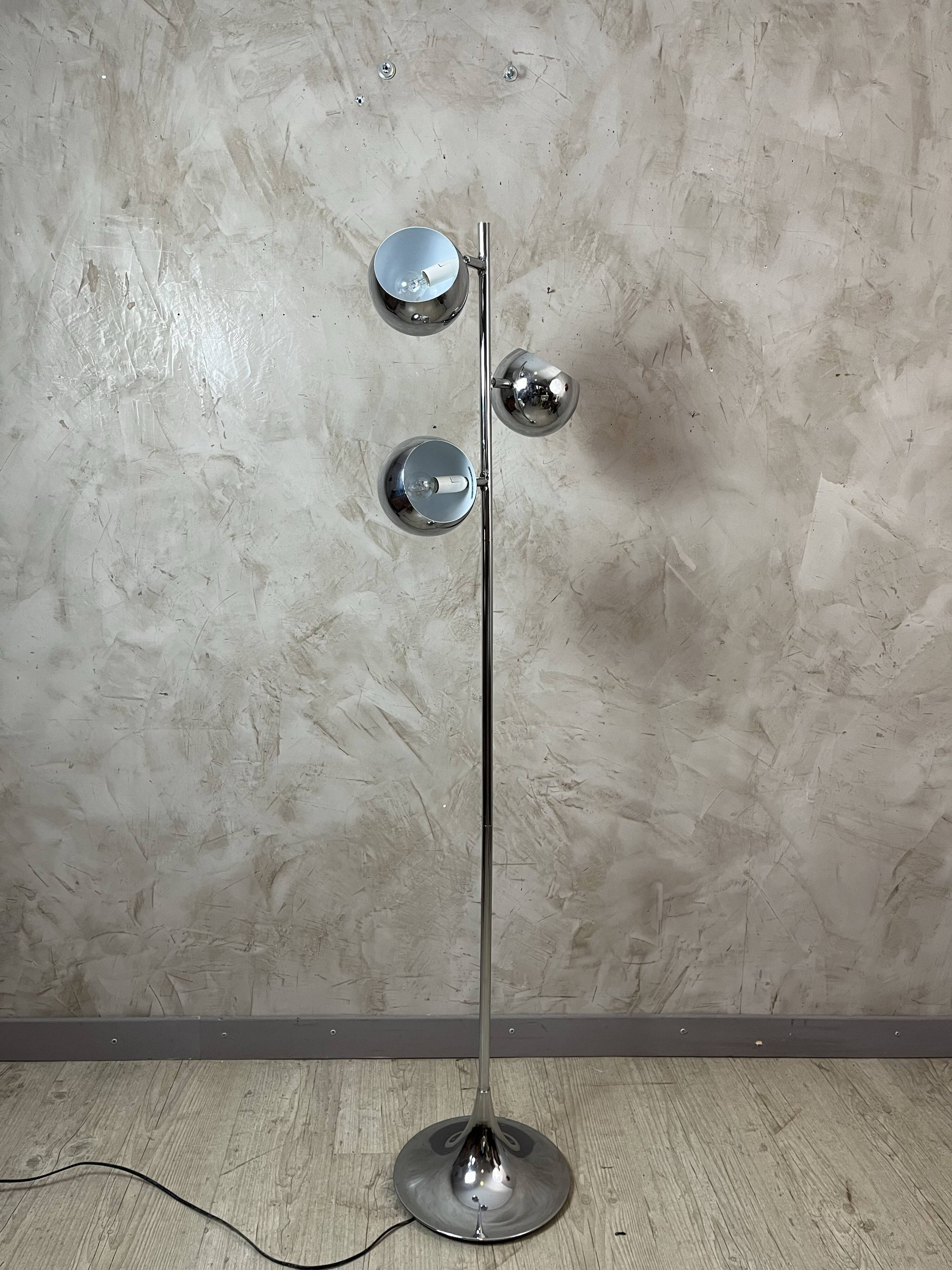 Vintage chrome metal floor lamp
