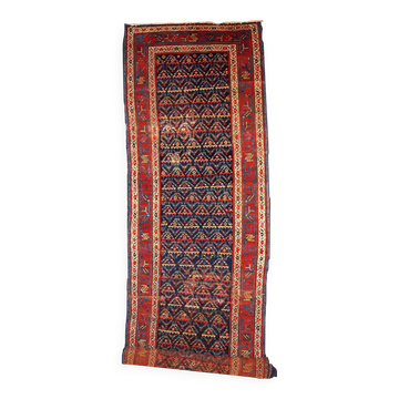 Handmade antique Persian Kurdish distressed runner 103cm x 375cm 1900s