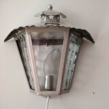 Demi applique murale en métal gris et 3 vitres