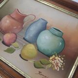 Still life painting frame signed vintage