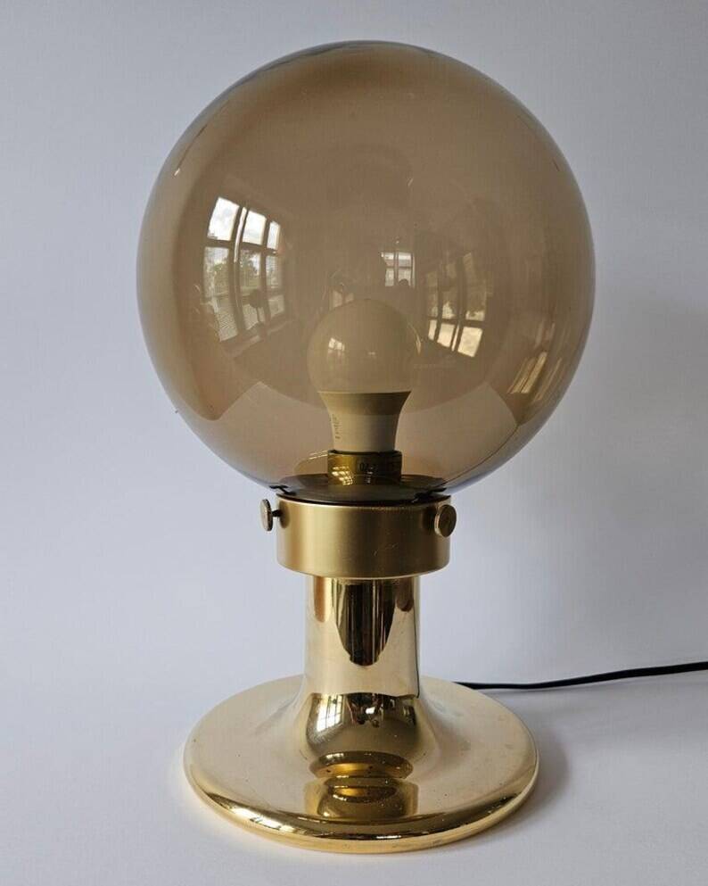 Very Rare Midcentury Large Table Brass Lamp, Switzerland, 1970s