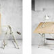 Dutch industrial drawing or architect's table witch lamp from rotanex-pool, 1950s
