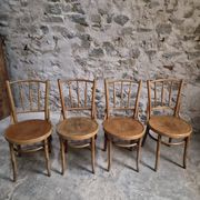 Set of 4 Fischel bentwood bistro chairs, Czechoslovakia, circa 1930–1950.
