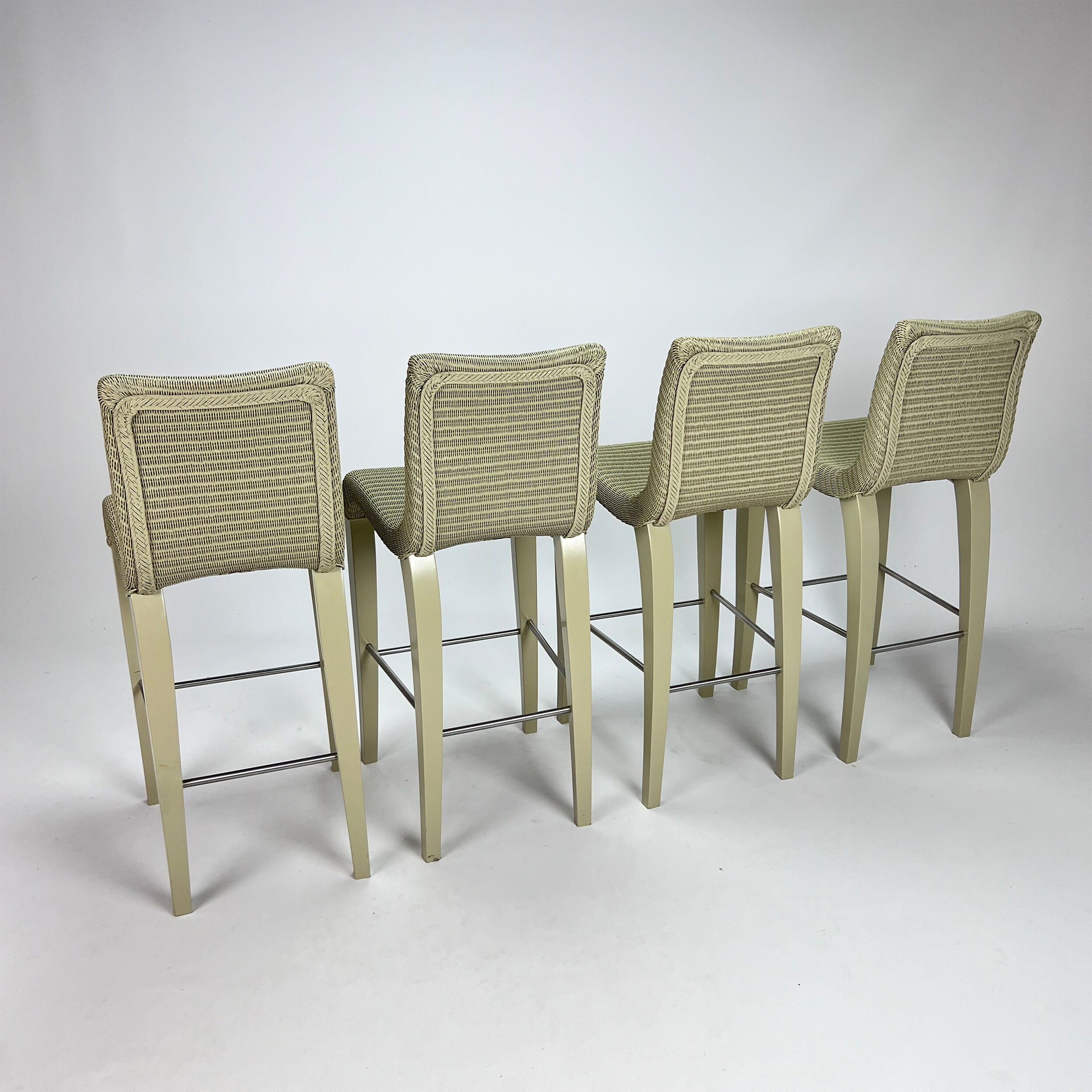 Set of 4 bar stools, Vincent Sheppard, Lloyd Loom Barstools, 2000s
