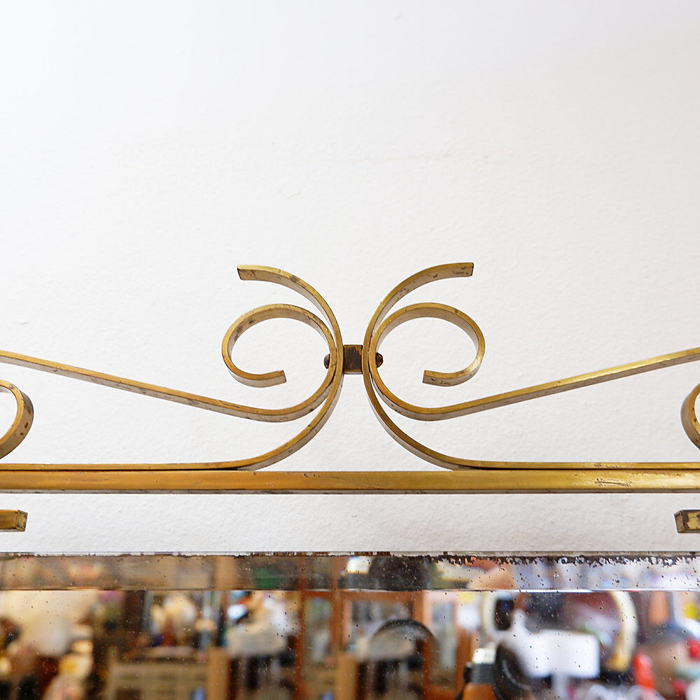 Italian brass mirror with scrolls, mid-century - 1950s