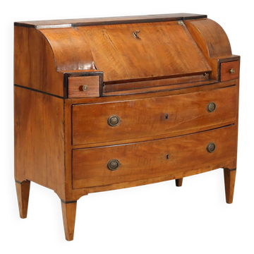 Cabinet à abattant ancien en noyer, bois peint ébène, XIXe siècle