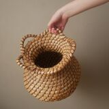 Vase braided natural fiber ethnic decoration tribal bohemian countryside artisanal manufacturing jar