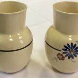 Pair of 2 identical ancient vases of Sarreguemines