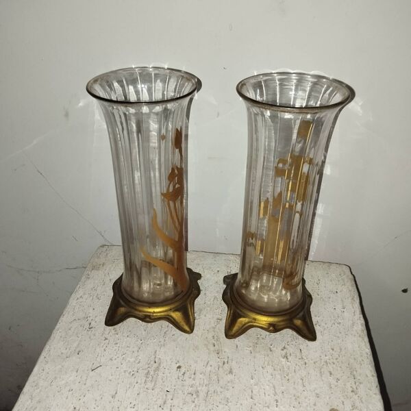 Paire de vases émaillés art-nouveau