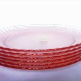 6 Arcoroc pink glass dessert plates