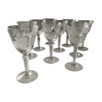 Engraved crystal glass service