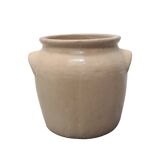 Pot ancien en grès beige, début des années 1900