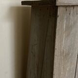 Old neo-classical workshop stool in washed wood h130cm