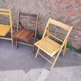 4 folding chairs in vintage teak wood