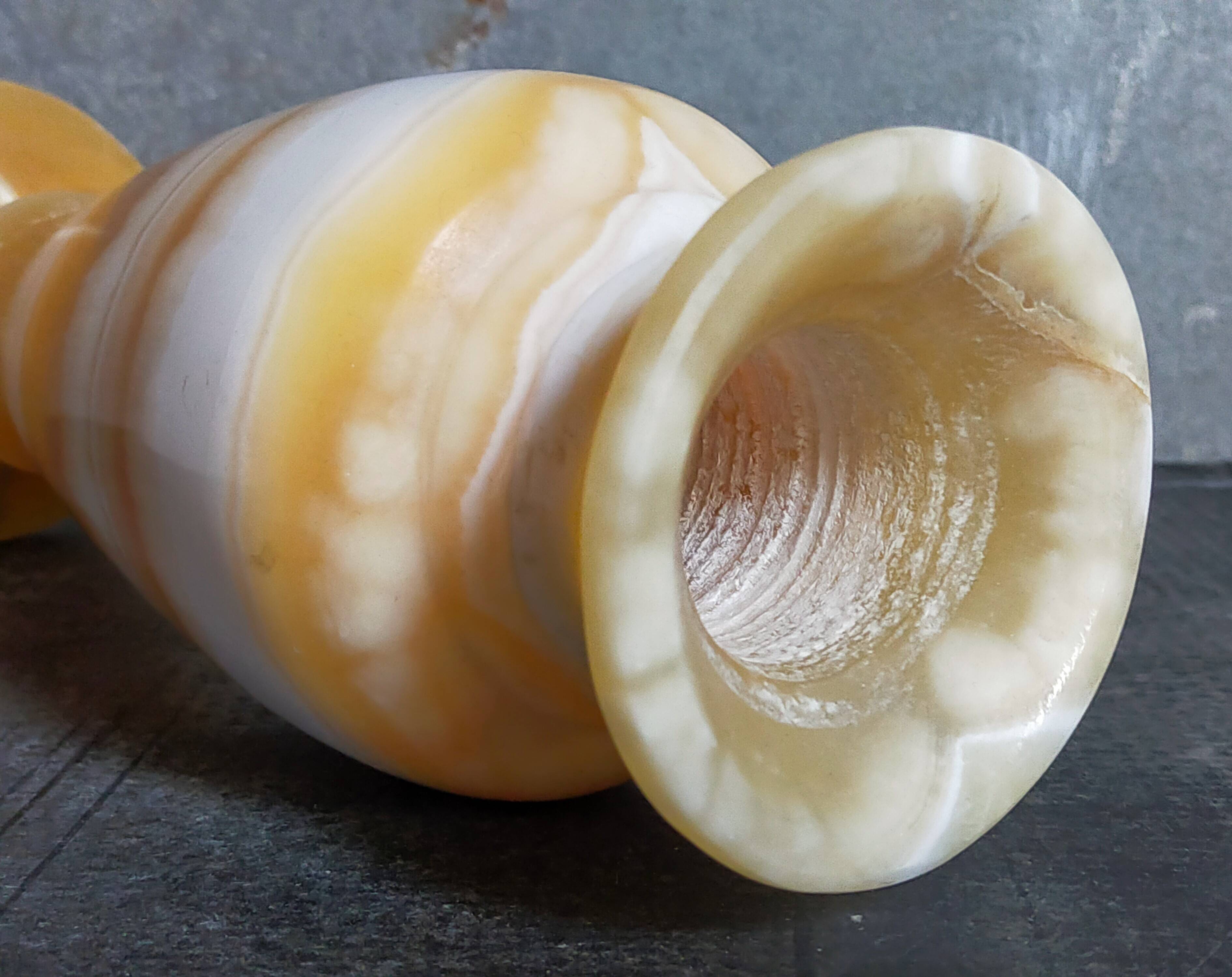 Baluster vase in real vintage honey onyx stone 25 cm