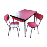 Red vintage formica table and 2 chairs