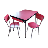 Red vintage formica table and 2 chairs