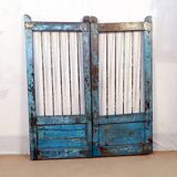 Old burmese teak gate with openwork wrought iron panels