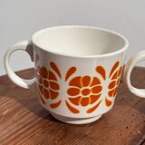 Vintage set of 4 Sarreguemines cups with orange decor