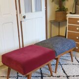 Pouf pieds compas gris banquette
