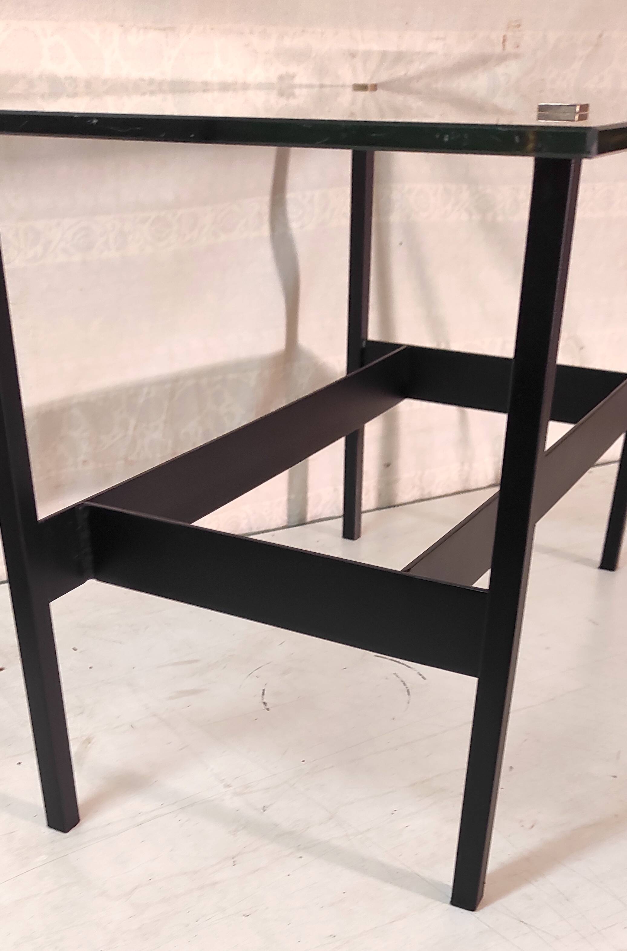 Modernist coffee table in metal, glass and brass - 1950s