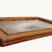 1970s Mid-Century Rattan and Pencil Reed Large Mirror, Spain