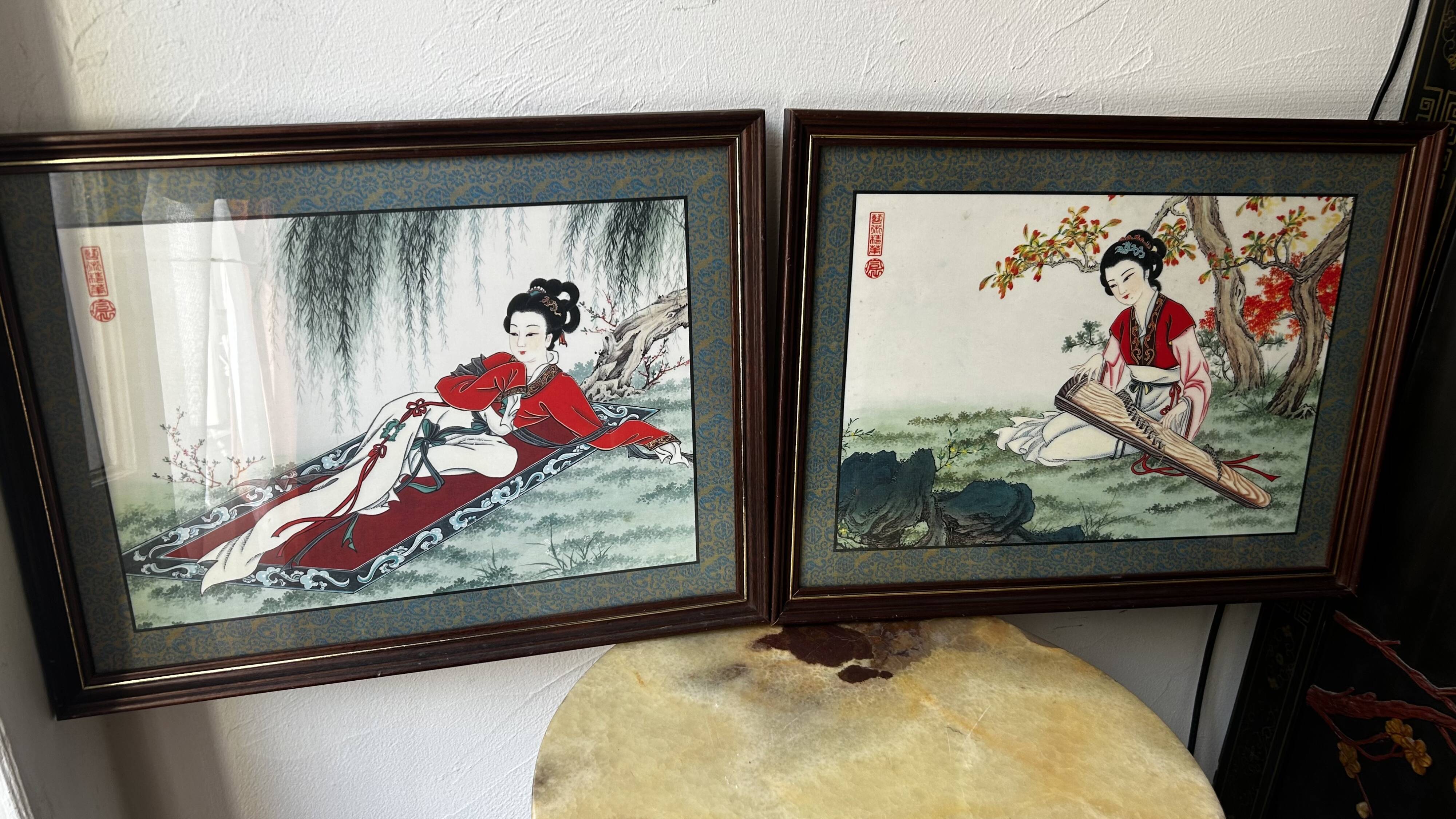 Pairs of Chinese Geisha Wall Panels