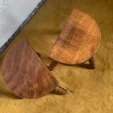 Duo of tripod half-moon stools