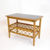Pair of rattan end tables from the 60s and 70s.