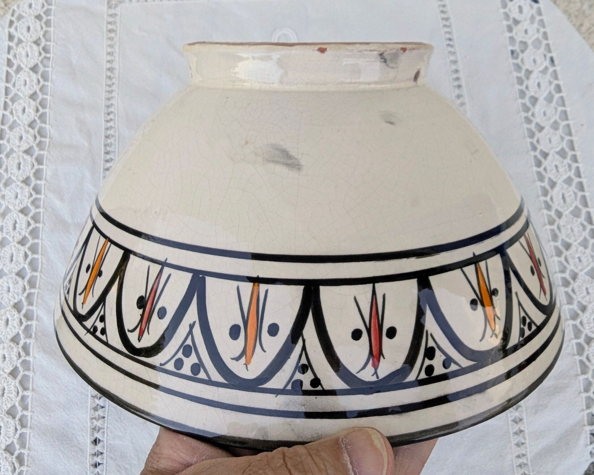 Large Ceramic Salad Bowl SAFI Morocco XXL 29cm Berber Pottery Zouak Tra